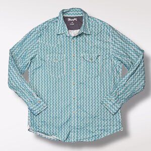 Wrangler 20X Teal Snap Western Shirt Long Sleeve Men’s XL